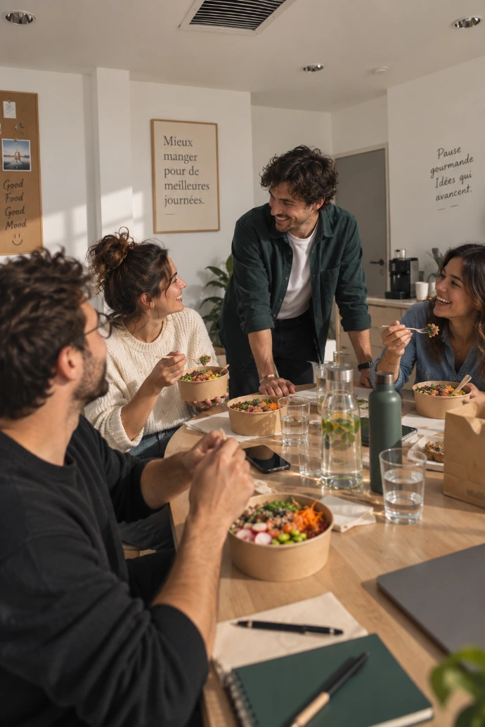 Livraison de plateau repas d'équipe par Goudici directement au bureau